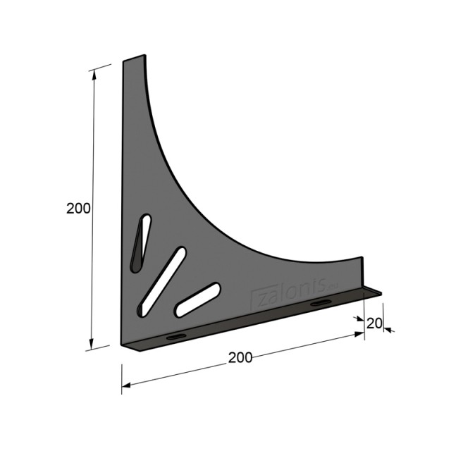 ΓΩΝΙΑ ΡΑΦΙΟΥ ΔΕΛΤΑ / 200x200x20 / ΓΚΡΙ